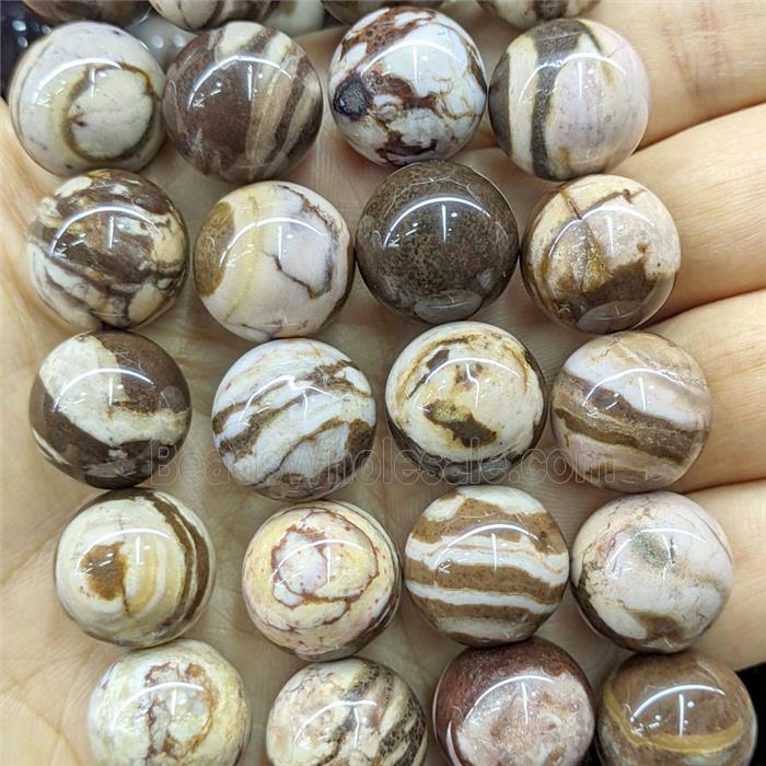 Natural Coffee Australian Zebra Jasper Round Beads Smooth