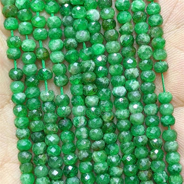 Natural Tsavorite Garnet Beads Faceted Rondelle Green