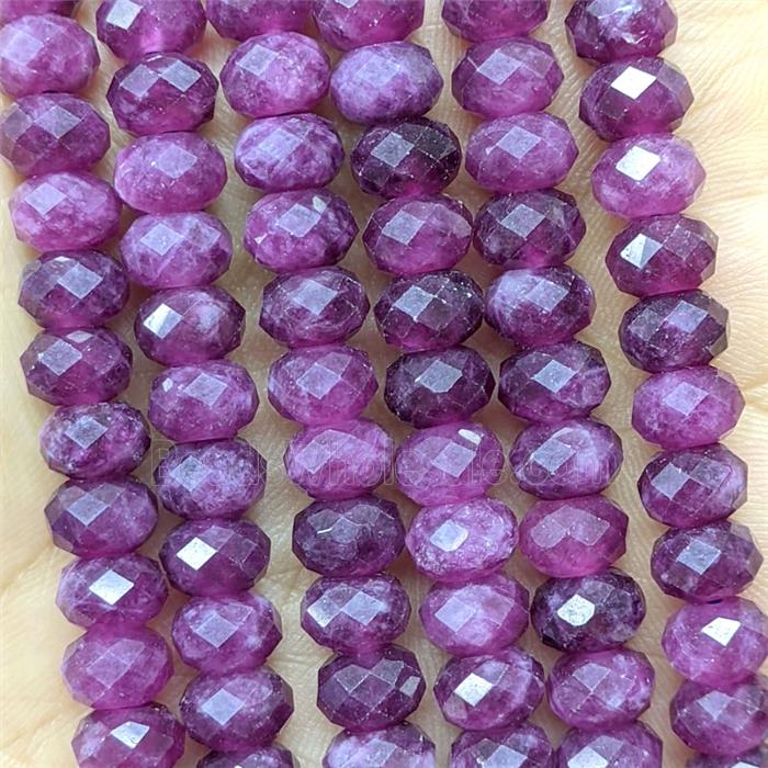 Fuchsia Jade Beads Faceted Rondelle Dye