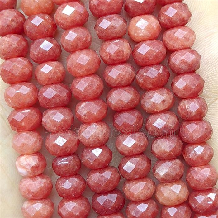 Orange Jade Beads Faceted Rondelle Dye