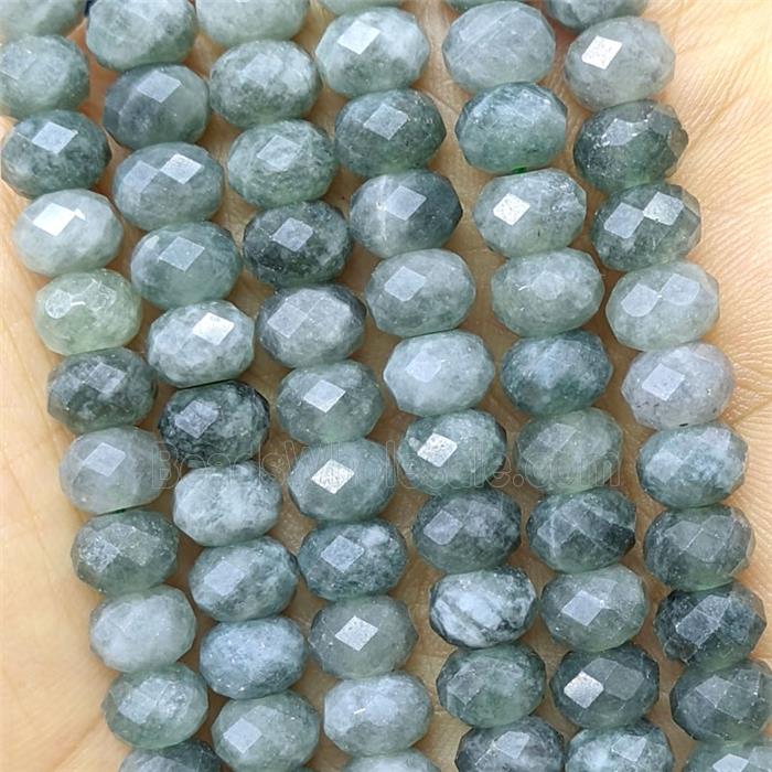 GrayGreen Jade Beads Faceted Rondelle Dye