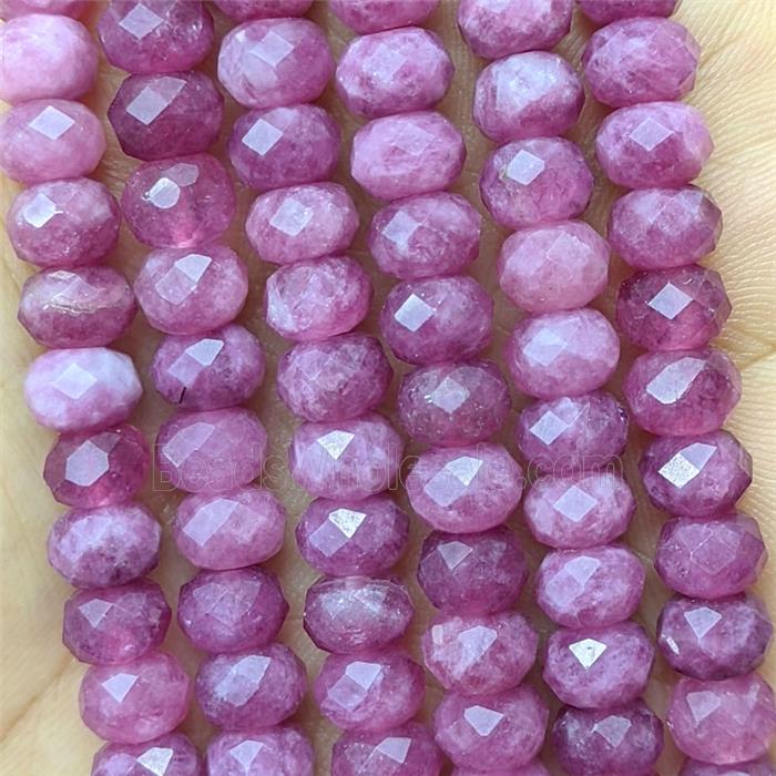 Pink Jade Beads Faceted Rondelle Dye