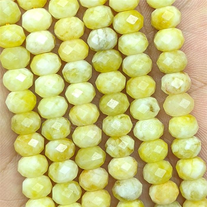 Yellow Jade Beads Faceted Rondelle Dye