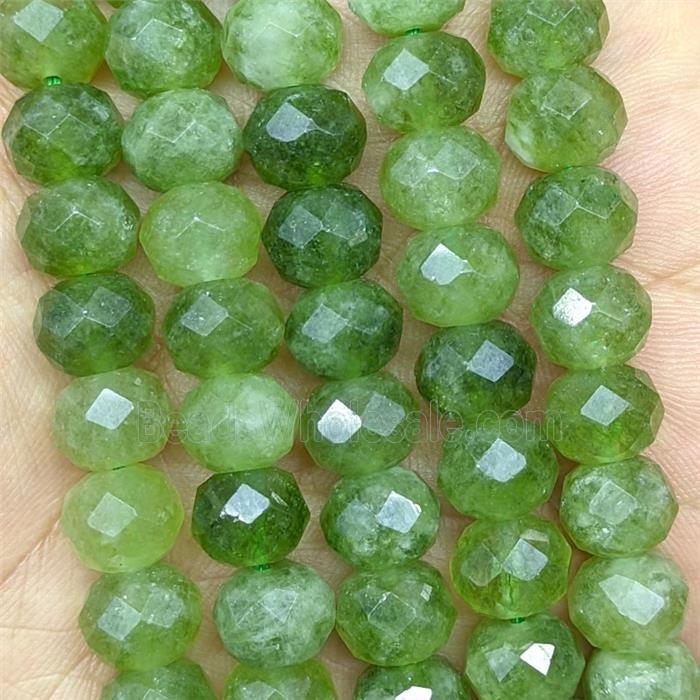 Green Jade Beads Faceted Rondelle Dye
