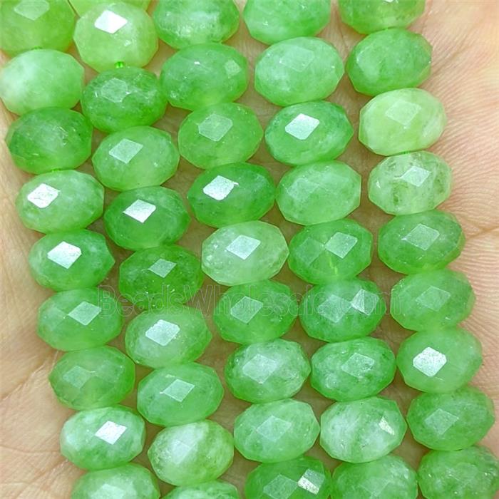 Green Jade Beads Faceted Rondelle Dye