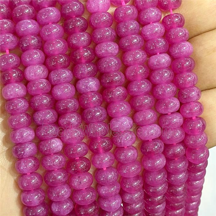 Hotpink Dye Jade Beads Smooth Rondelle