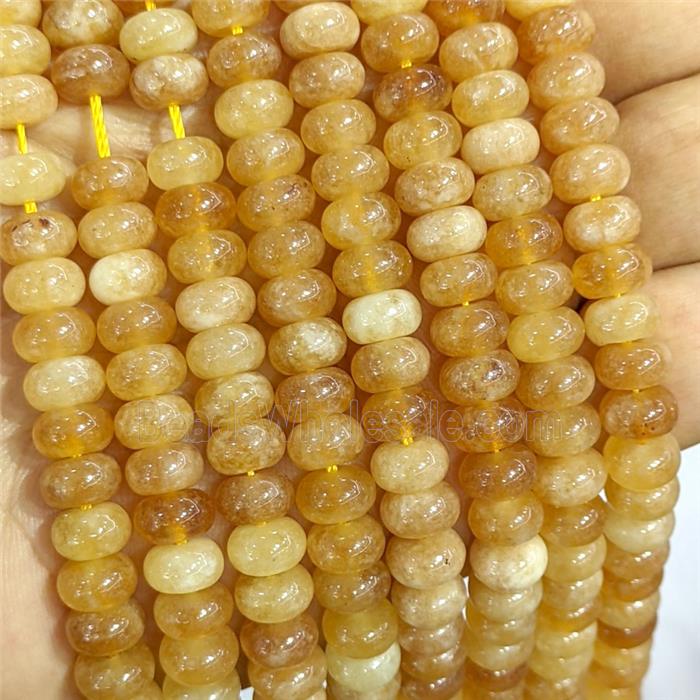 Yellow Dye Jade Beads Smooth Rondelle