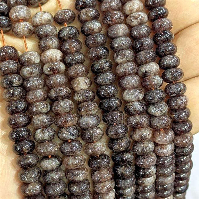 Deepgray Dye Jade Beads Smooth Rondelle