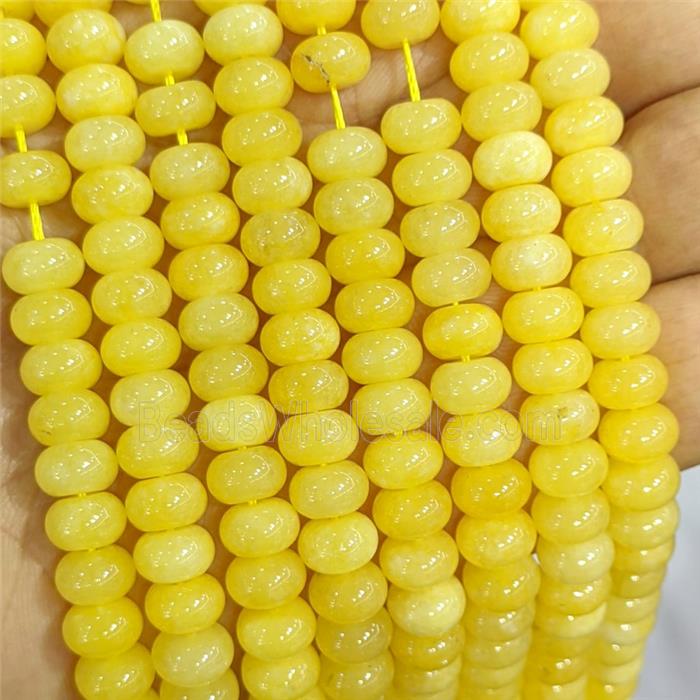 Yellow Dye Jade Beads Smooth Rondelle