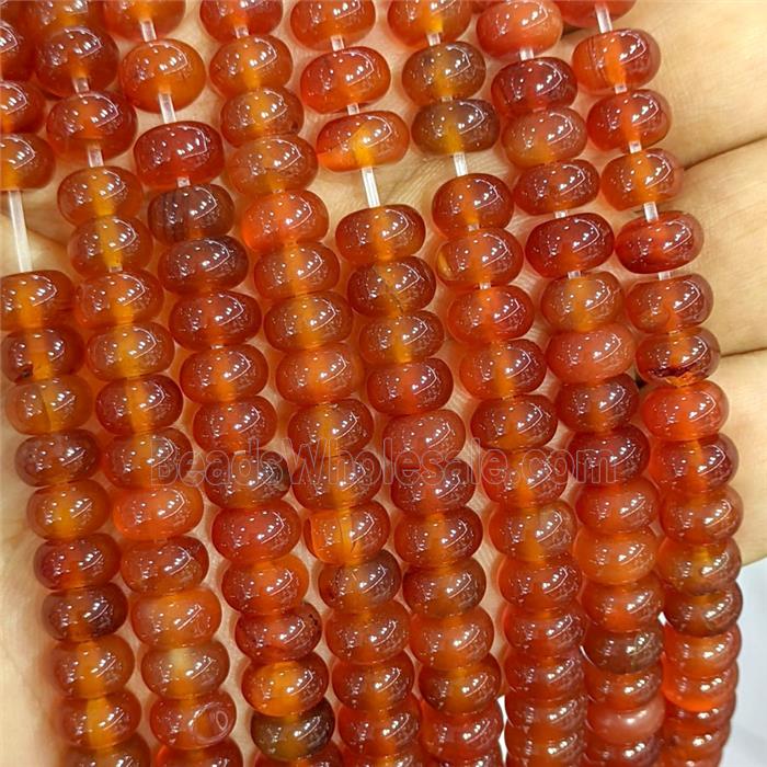 Red Dye Jade Beads Smooth Rondelle