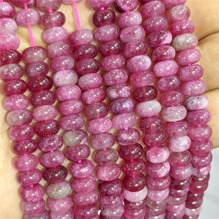 Pink Dye Jade Beads Smooth Rondelle