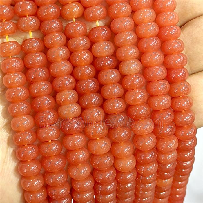 Orange Dye Jade Beads Smooth Rondelle