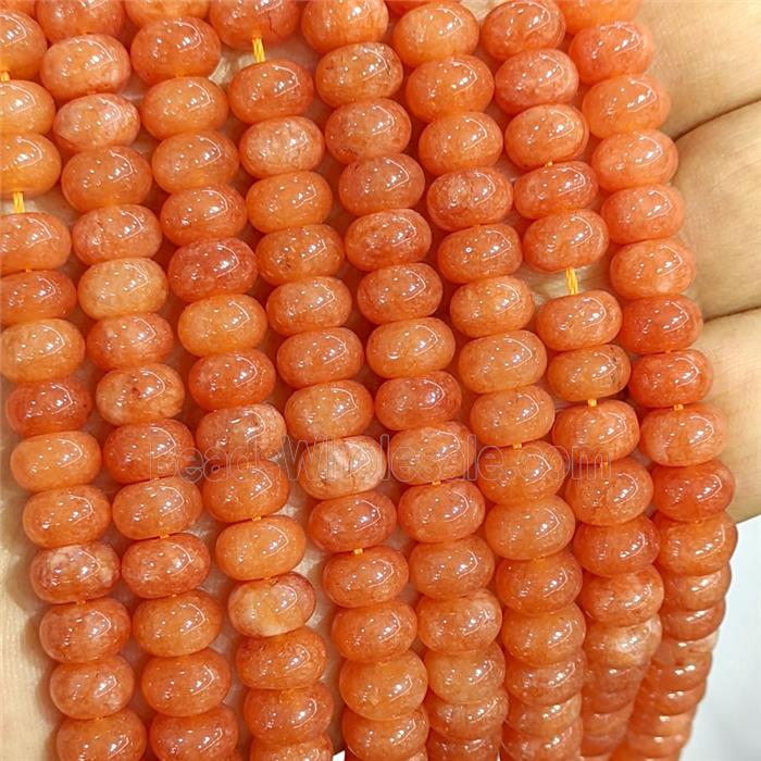 Orange Dye Jade Beads Smooth Rondelle