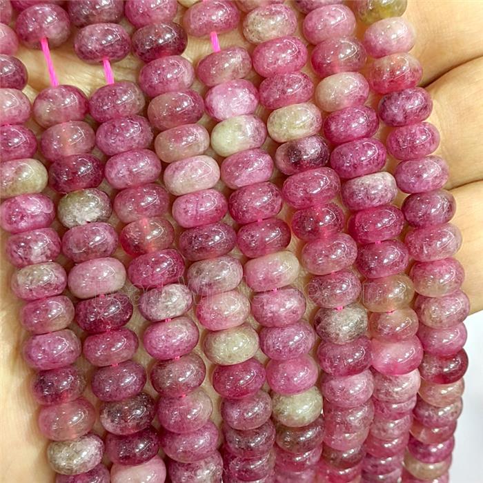 Pink Dye Jade Beads Smooth Rondelle