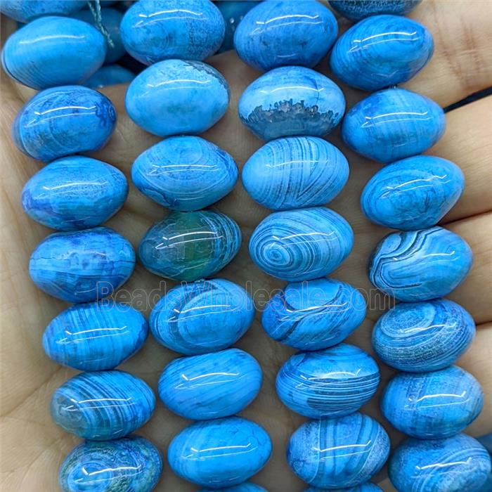 Natural Agate Rondelle Beads Smooth Blue Dye