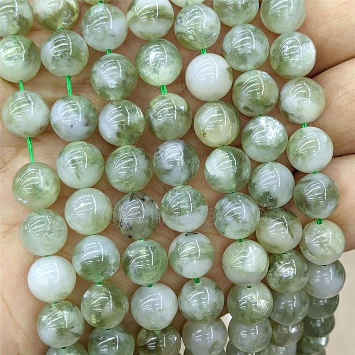 Natural Green Lepidolite Round Beads Smooth