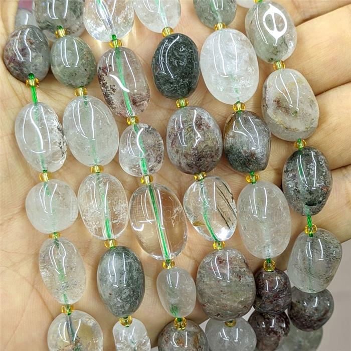 Natural Chlorite Quartz Nugget Beads Freeform Green