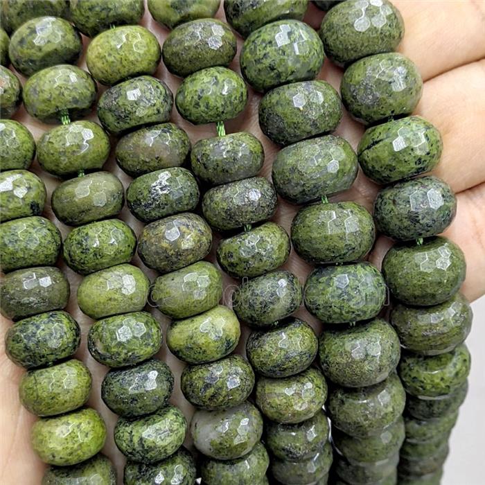 Natural Green Epidote Beads Faceted Rondelle