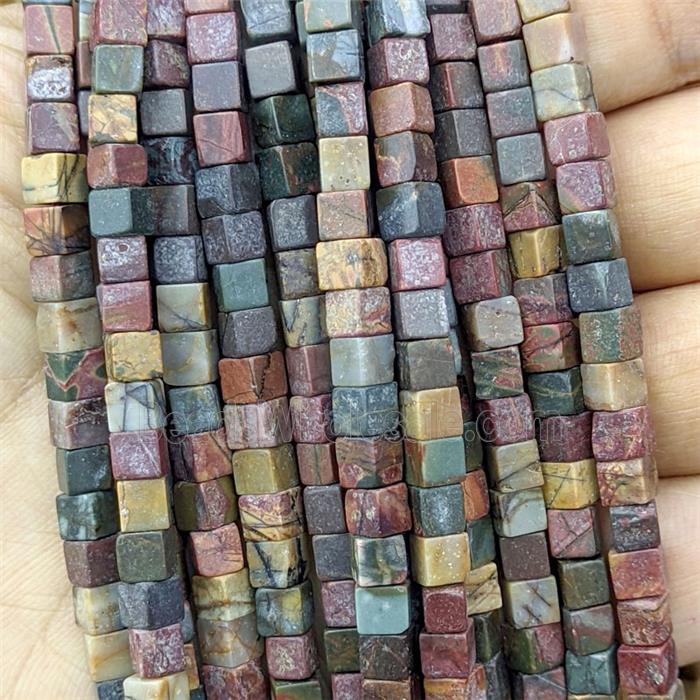 Picasso Jasper Cube Beads Multicolor