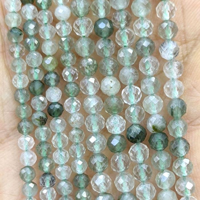 Green Rutilated Quartz Beads Faceted Round