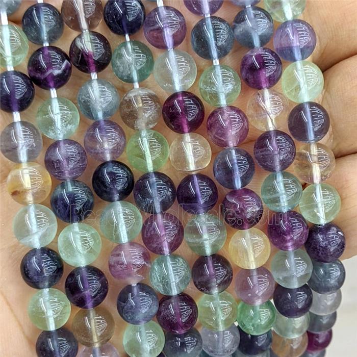 Natural Fluorite Beads Multicolor Smooth Round