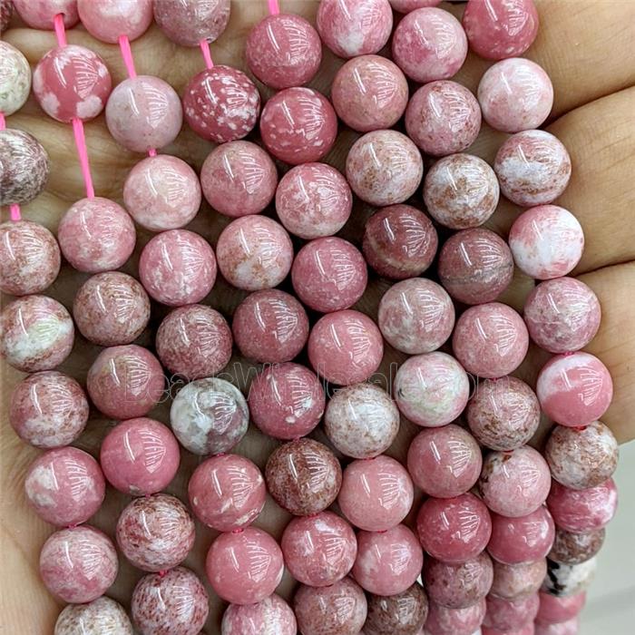 Pink Rhodonite Beads Smooth Round