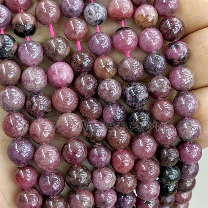 Red Rhodonite Round Beads Smooth