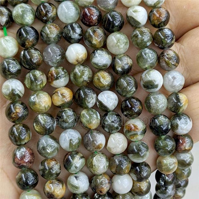 Green Lepidolite Beads Dye Smooth Round