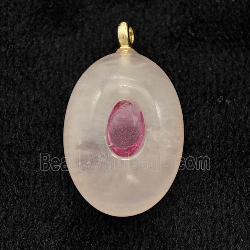 Natural Pink Rose Quartz Oval Pendant