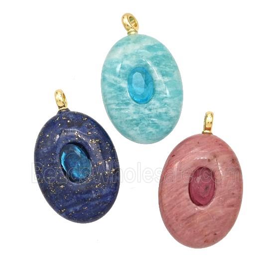 Mixed Gemstone Oval Pendant