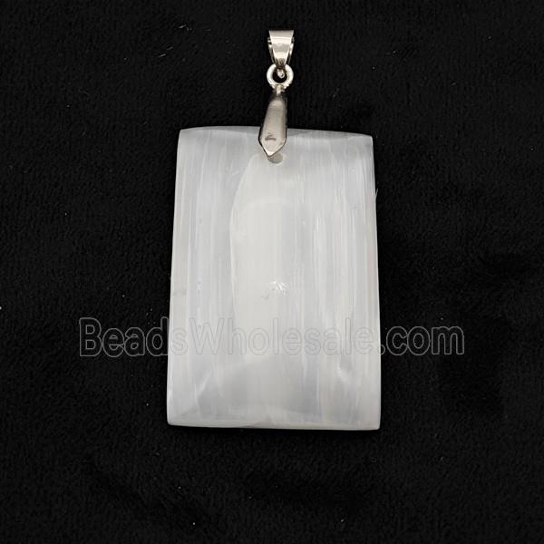 Natural White Selenite Rectangle Pendant