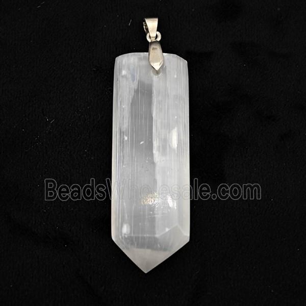 Natural White Selenite Prism Pendant