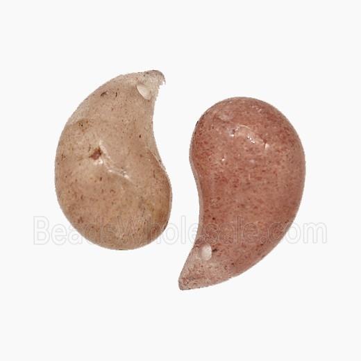 Natural Pink Strawberry Quartz Comma Pendant