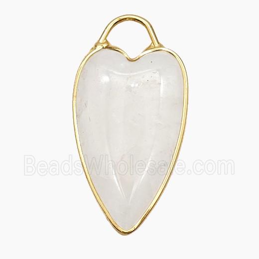 Natural Clear Crystal Quartz Heart Pendant Gold Plated