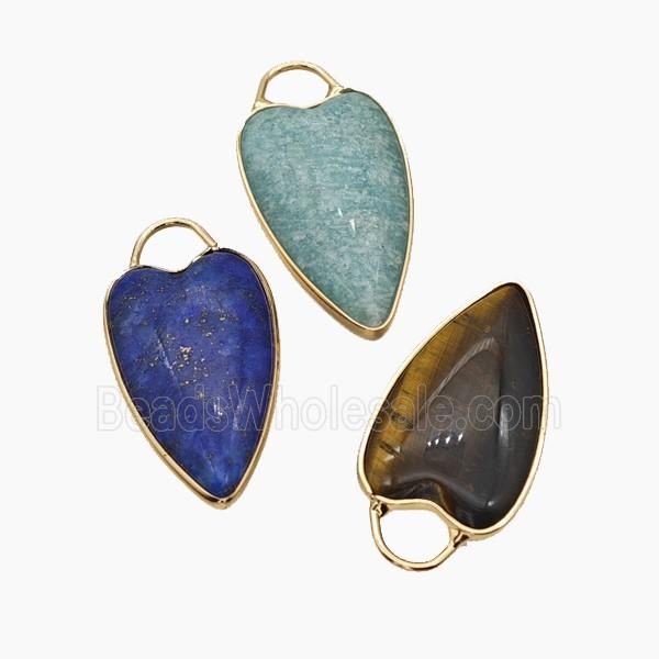Natural Gemstone Heart Pendant Gold Plated