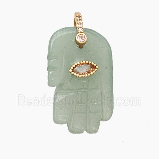 Natural Green Aventurine Buddha-Hand Pendant