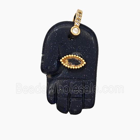 Blue Sandstone Buddha-Hand Pendant