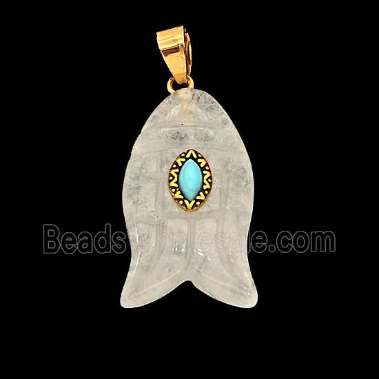 Natural Clear Quartz Fish Pendant