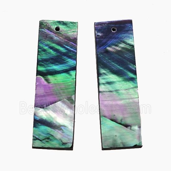 Gray Abalone Shell Rectangle Pendant