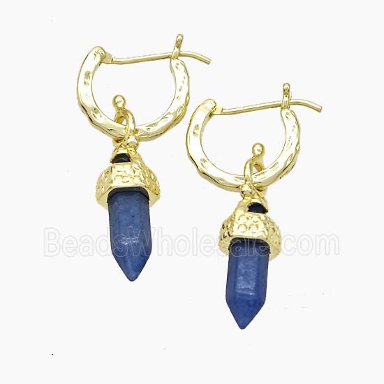 Copper Leaveback Earrings With Blue Dye Lapis Gold Plated