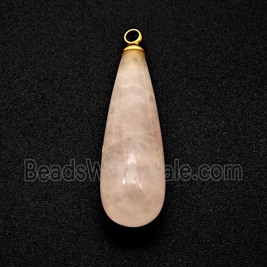 Natural Pink Rose Quartz Teardrop Pendant