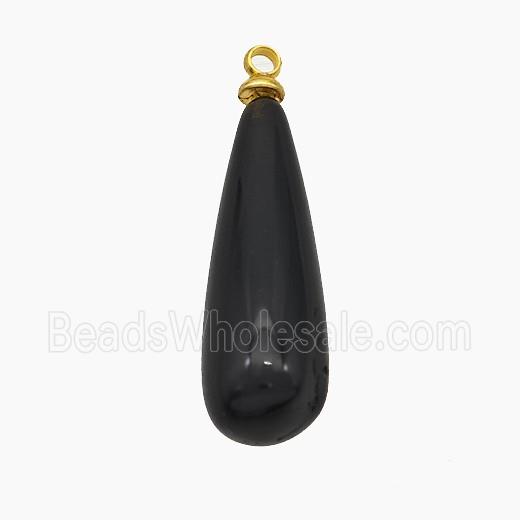 Natural Black Obsidian Teardrop Pendant