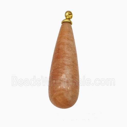 Natural Sunstone Teardrop Pendant Peach