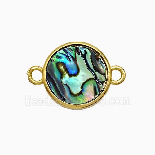 Abalone Shell Circle Connector Gold Plated