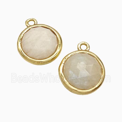 White Moonstone Circle Pendant Gold Plated