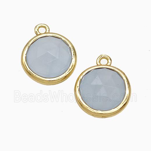 Blue Dye Jade Circle Pendant Gold Plated
