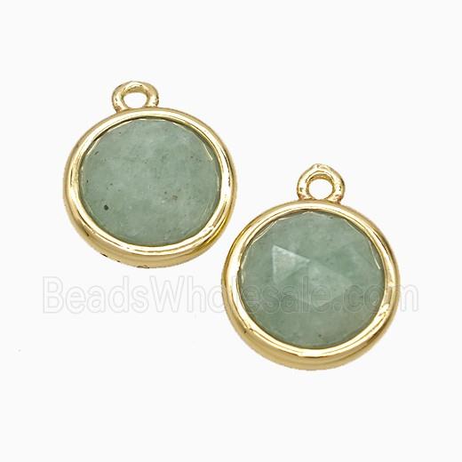 Green Aventurine Circle Pendant Gold Plated