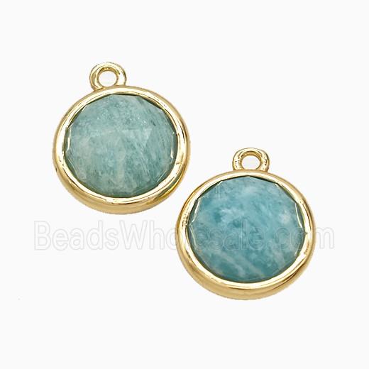 Green Amazonite Circle Pendant Gold Plated
