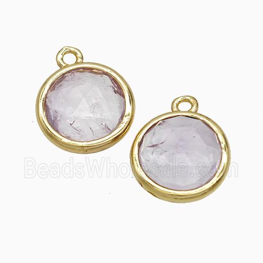 Lt.purple Amethyst Circle Pendant Gold Plated