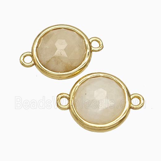 White Moonstone Circle Connector Gold Plated